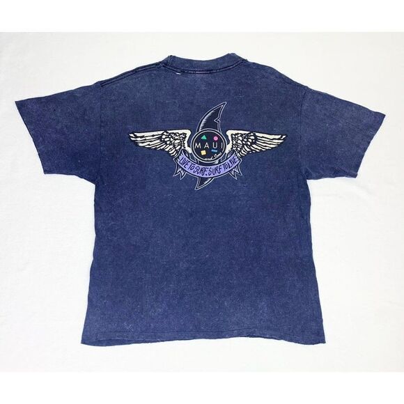 Vintage Maui and Sons T-Shirt Large Blue Tie Dye Stone Wash Single Stitch - Picture 2 of 11